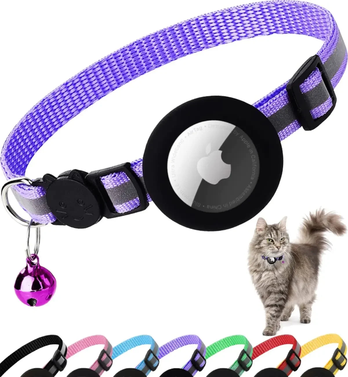 ATUBAN Airtag Cat Collar - Apple Air Tag Holder and Bell