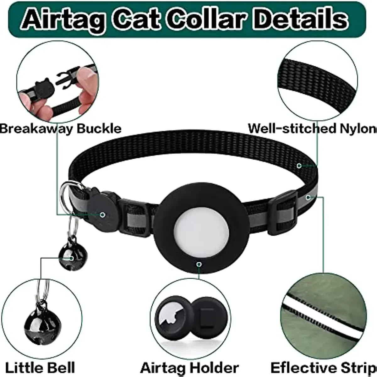 ATUBAN Airtag Cat Collar - Apple Air Tag Holder and Bell