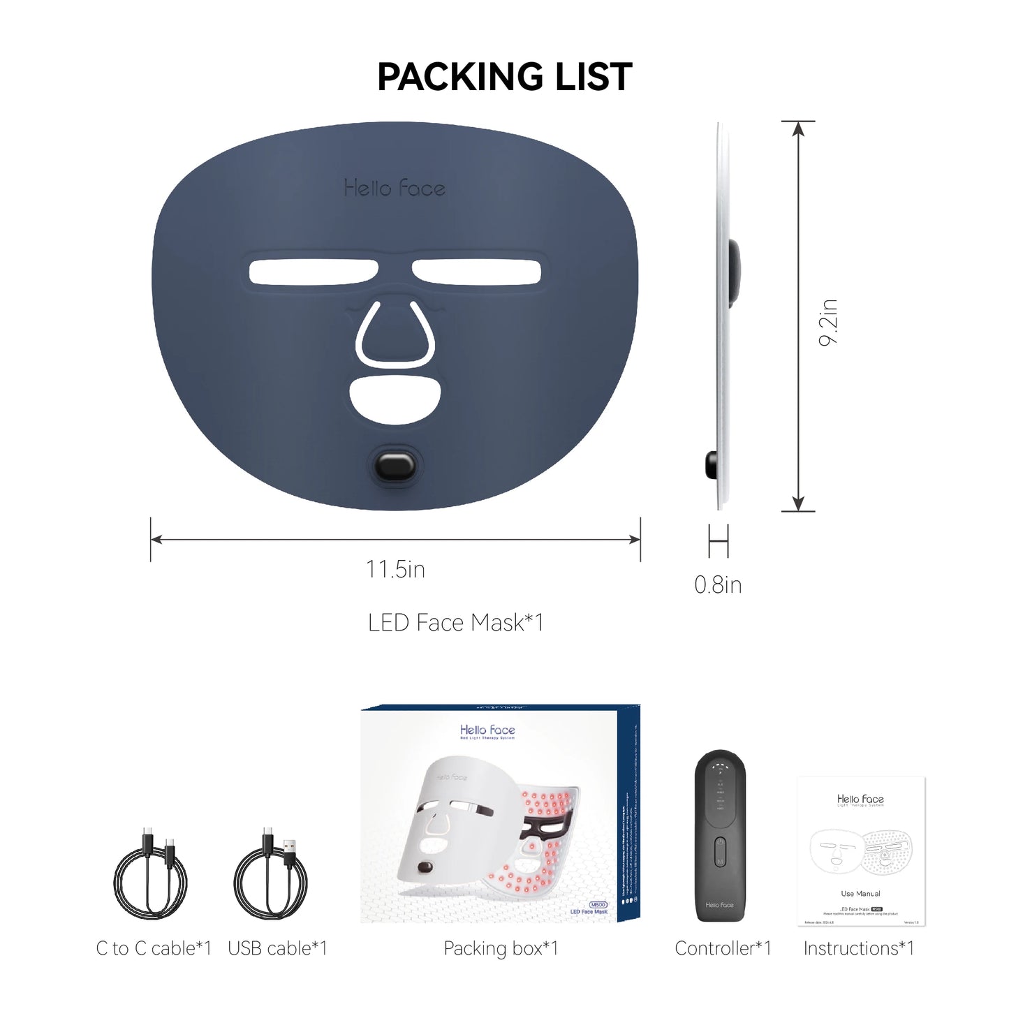 HELLO FACE Wireless Near-Infrared & Red Light Therapy Mask – Ultra-Light Anti-Aging Professional Facial Treatment