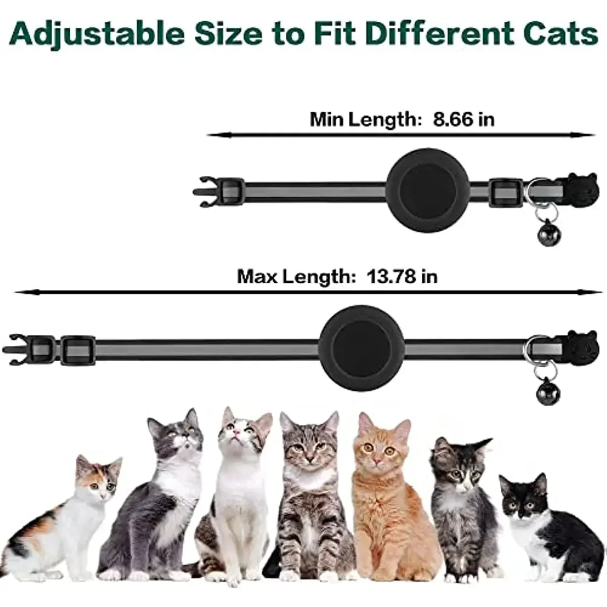 ATUBAN Airtag Cat Collar - Apple Air Tag Holder and Bell